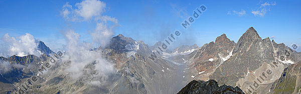 Panoramabild Piz Linard, Piz Buin, Fliana